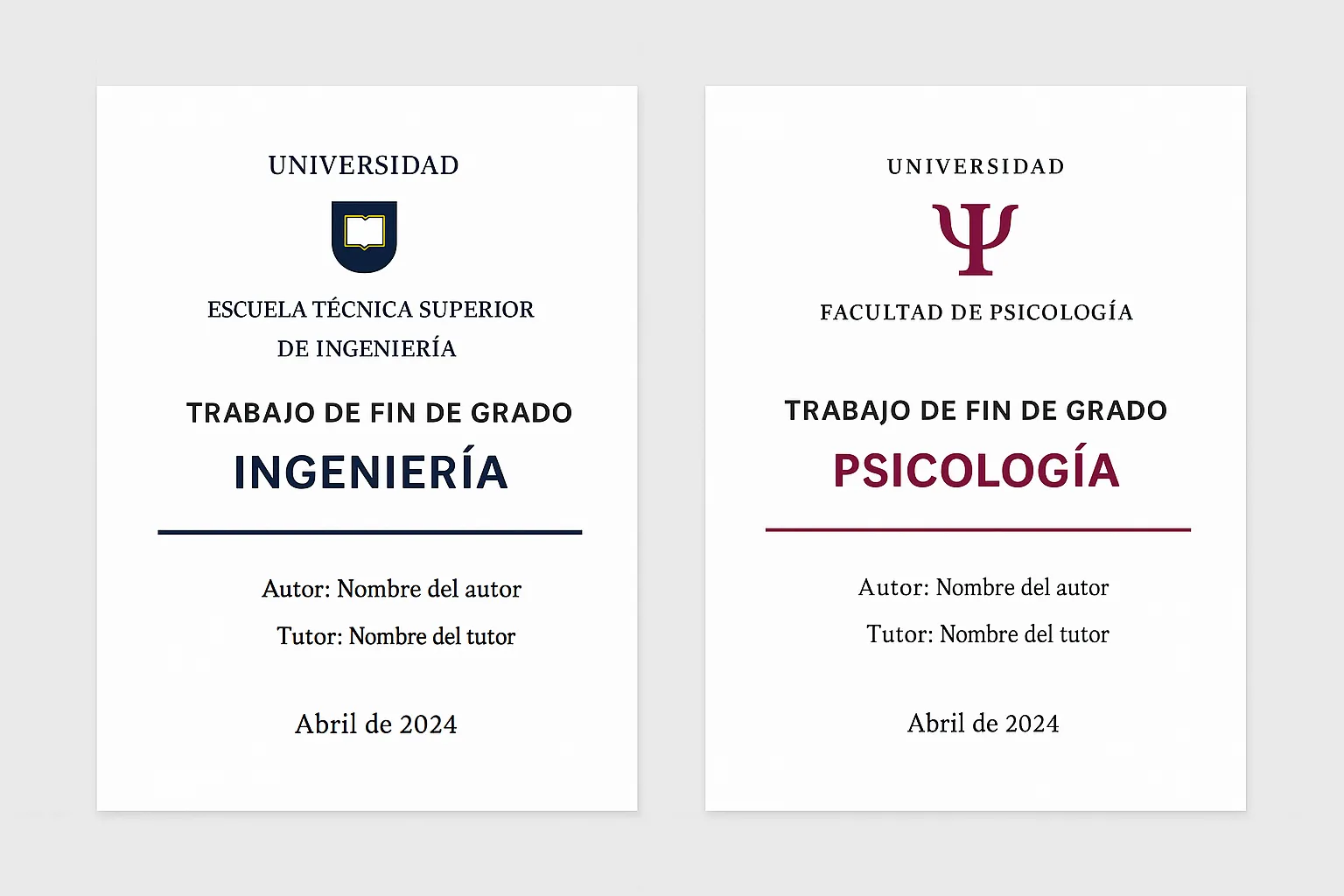 Donde encontrar plantillas para portadas de TFG